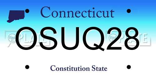 OSUQ28 Connecticut License Plate