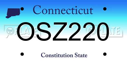OSZ220 Connecticut License Plate