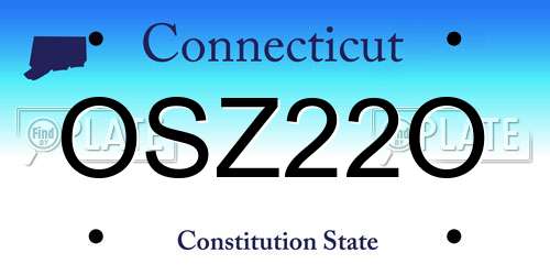 OSZ22O Connecticut License Plate