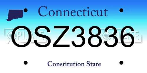 OSZ3836 Connecticut License Plate