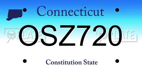 OSZ720 Connecticut License Plate