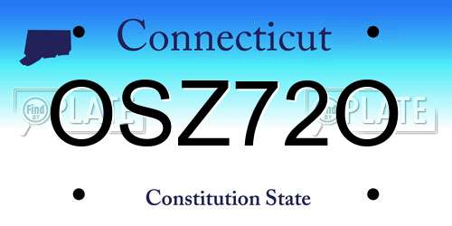 OSZ72O Connecticut License Plate