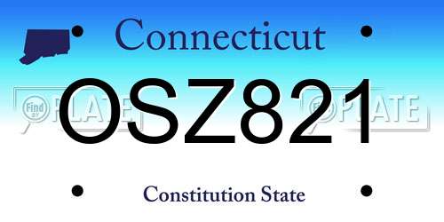 OSZ821 Connecticut License Plate