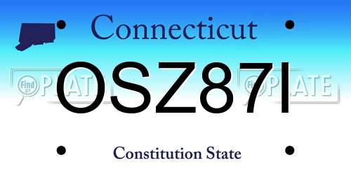 OSZ87I Connecticut License Plate