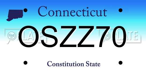 OSZZ70 Connecticut License Plate