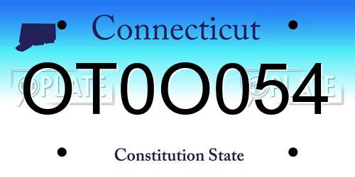 OT0O054 Connecticut License Plate