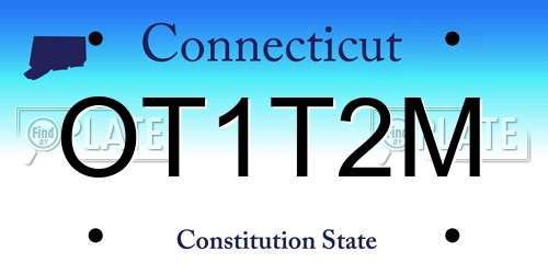 OT1T2M Connecticut License Plate