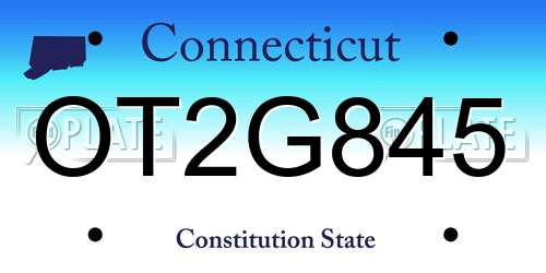 OT2G845 Connecticut License Plate