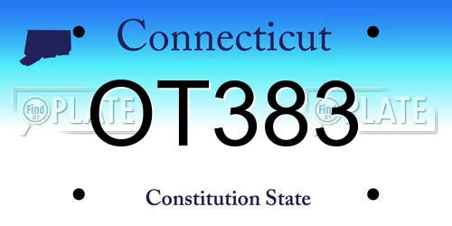 OT383 Connecticut License Plate