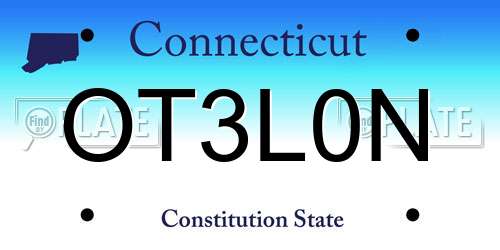 OT3L0N Connecticut License Plate