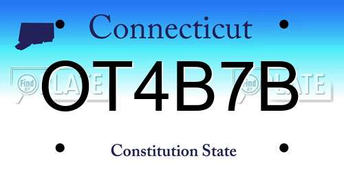 OT4B7B Connecticut License Plate