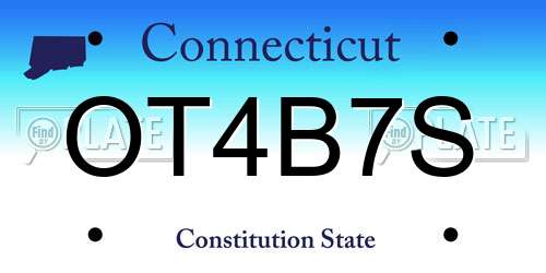 OT4B7S Connecticut License Plate