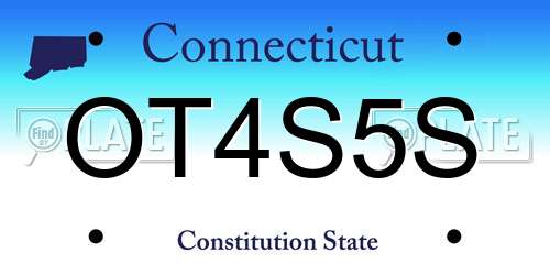 OT4S5S Connecticut License Plate