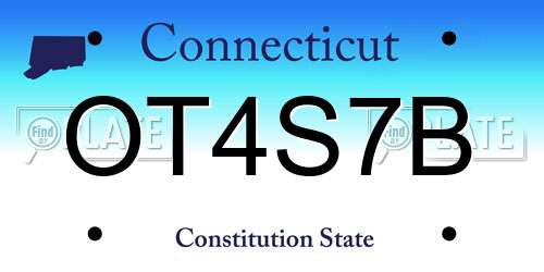 OT4S7B Connecticut License Plate