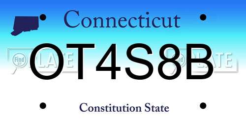 OT4S8B Connecticut License Plate