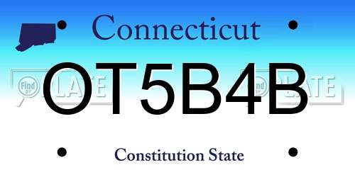 OT5B4B Connecticut License Plate