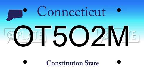 OT5O2M Connecticut License Plate