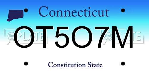 OT5O7M Connecticut License Plate