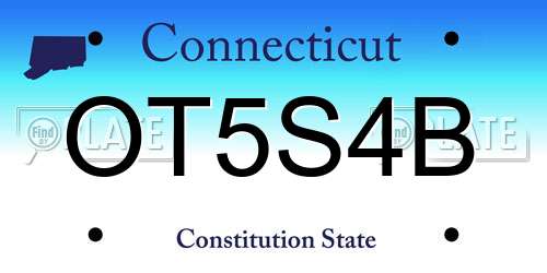 OT5S4B Connecticut License Plate