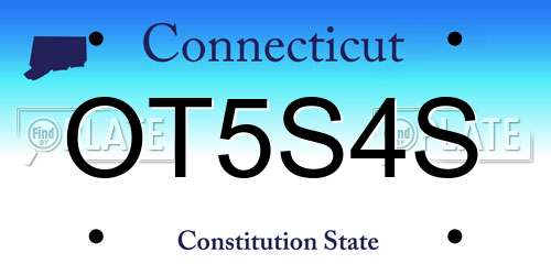 OT5S4S Connecticut License Plate