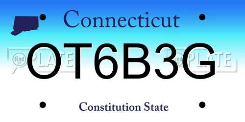 OT6B3G Connecticut License Plate