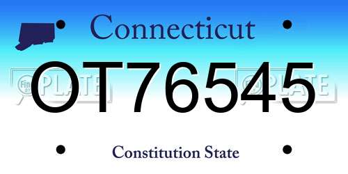 OT76545 Connecticut License Plate