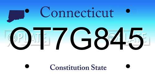 OT7G845 Connecticut License Plate