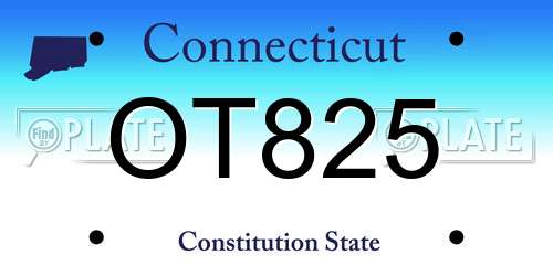 OT825 Connecticut License Plate