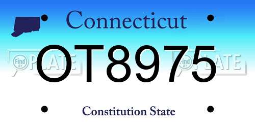 OT8975 Connecticut License Plate