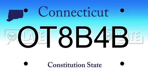 OT8B4B Connecticut License Plate