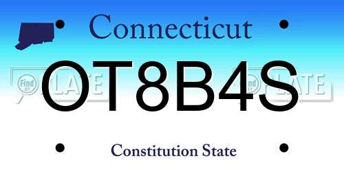 OT8B4S Connecticut License Plate
