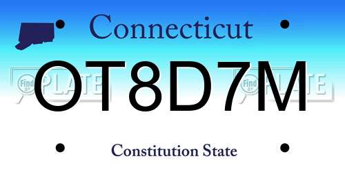 OT8D7M Connecticut License Plate