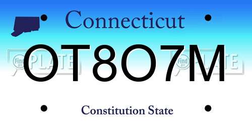OT8O7M Connecticut License Plate