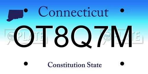 OT8Q7M Connecticut License Plate