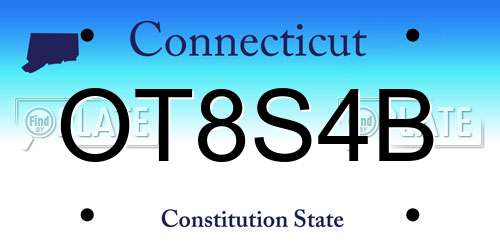 OT8S4B Connecticut License Plate