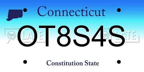 OT8S4S Connecticut License Plate