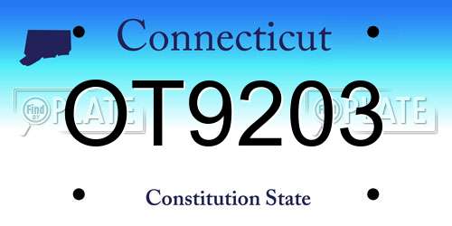 OT9203 Connecticut License Plate