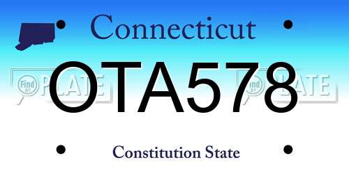 OTA578 Connecticut License Plate