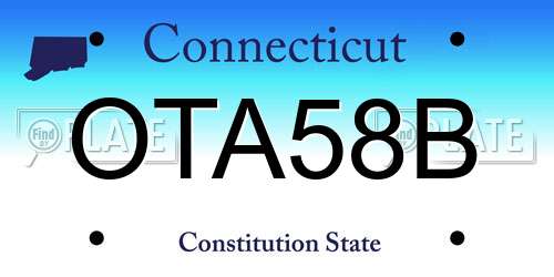 OTA58B Connecticut License Plate