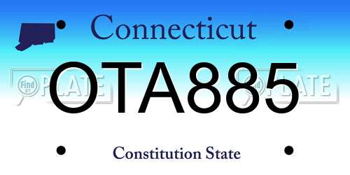 OTA885 Connecticut License Plate