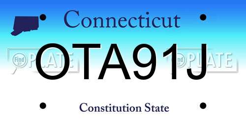 OTA91J Connecticut License Plate