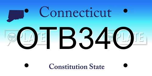 OTB34O Connecticut License Plate