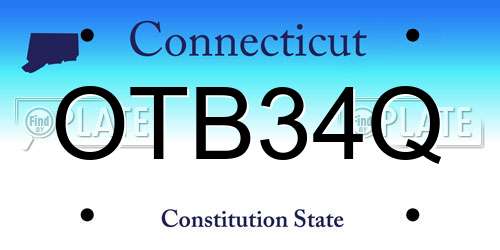 OTB34Q Connecticut License Plate