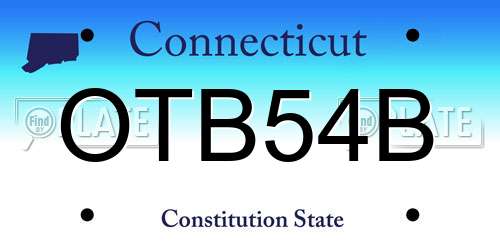 OTB54B Connecticut License Plate