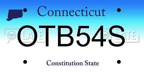 OTB54S Connecticut License Plate