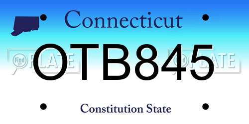 OTB845 Connecticut License Plate