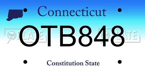 OTB848 Connecticut License Plate