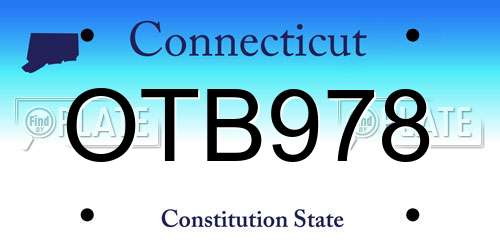 OTB978 Connecticut License Plate