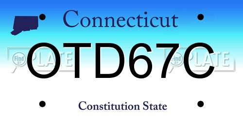 OTD67C Connecticut License Plate