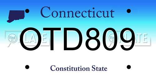 OTD809 Connecticut License Plate